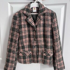 Plaid Tweed Jacket - Pink and green